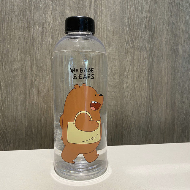 1L Cute Panda Bear Straw Cup Transparent Water Bottles Leak-proof Frosted Protein Shaker Drink Bottle For Outdoor Sports Fitness