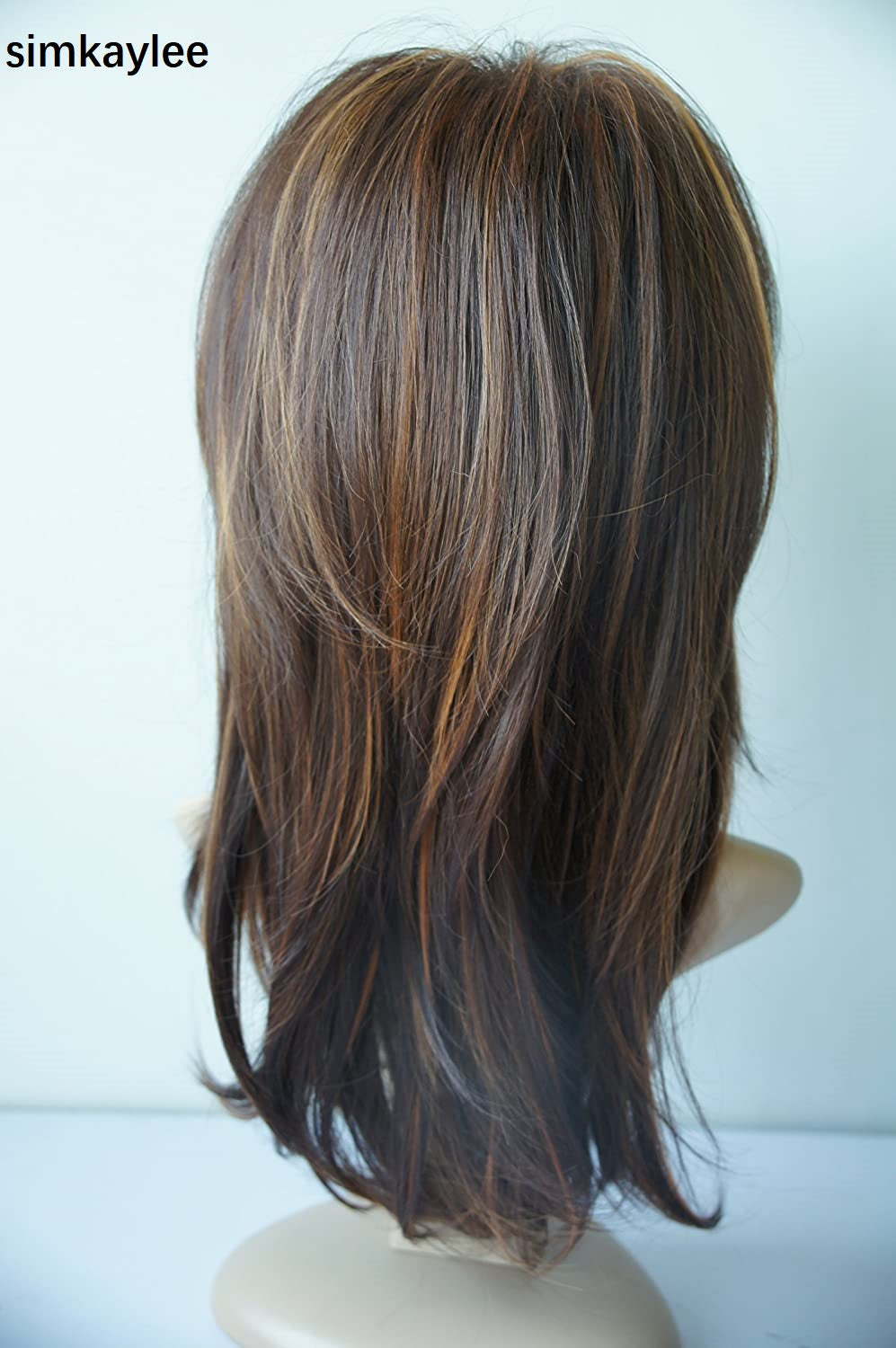 simkaylee light brown wig Synthetic Hair Fiber Highlight Multicolor Wigs for Women (Mixcolor 3)