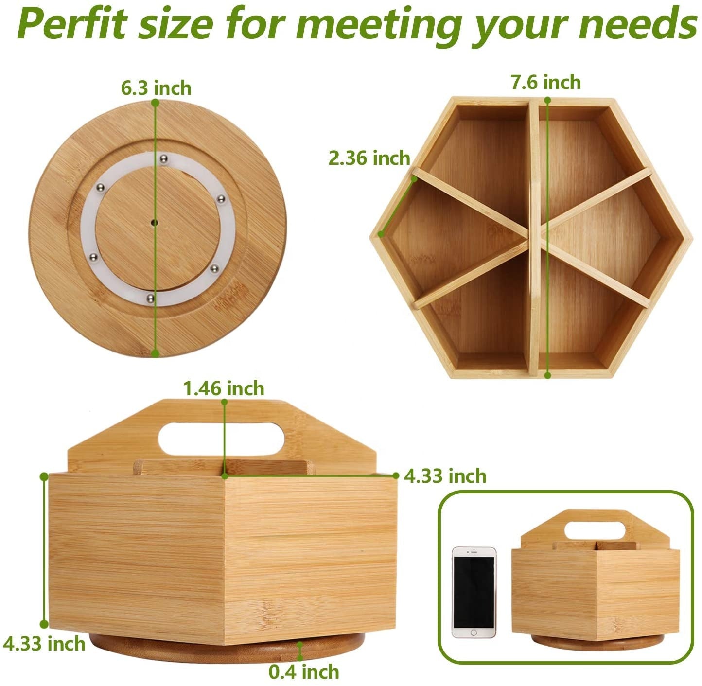 fngaly Bamboo Rotating Art Supply Desk Organizer with Compartments