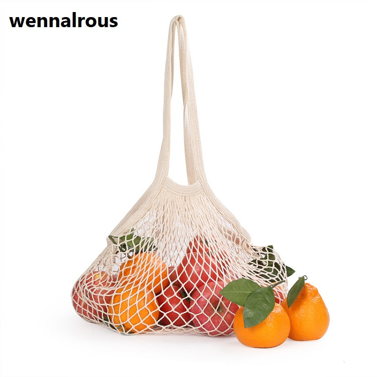 wennalrous 2-Pack Foldable String Cotton Net Mesh Shopping Produce Bag
