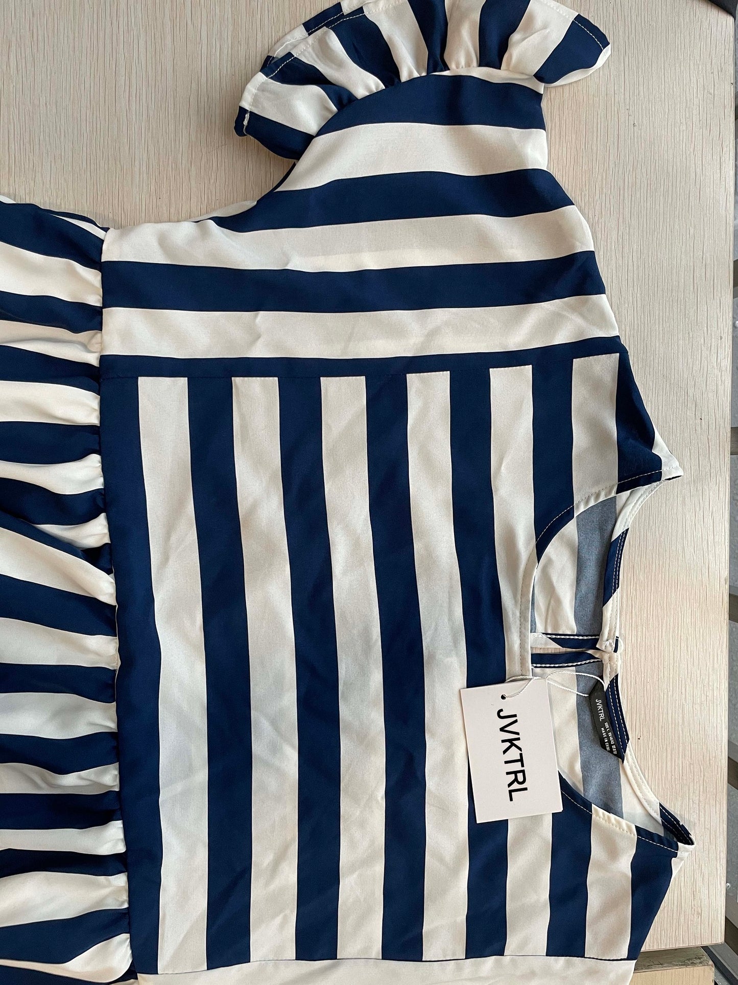 JVKTRL Women cute Dress Ruffled short-sleeved striped stitching loose dress girls casual dresses