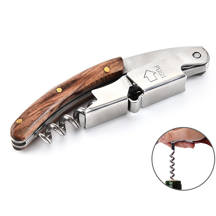 MSQKK Wine Opener & Waiters Corkscrew-With a Comfortable Rosewood handle – Wine And Beer Bottle Opener For Bartenders, Waiters, –With A Wine Key Foil Cutter - With a Nice Pouch Included