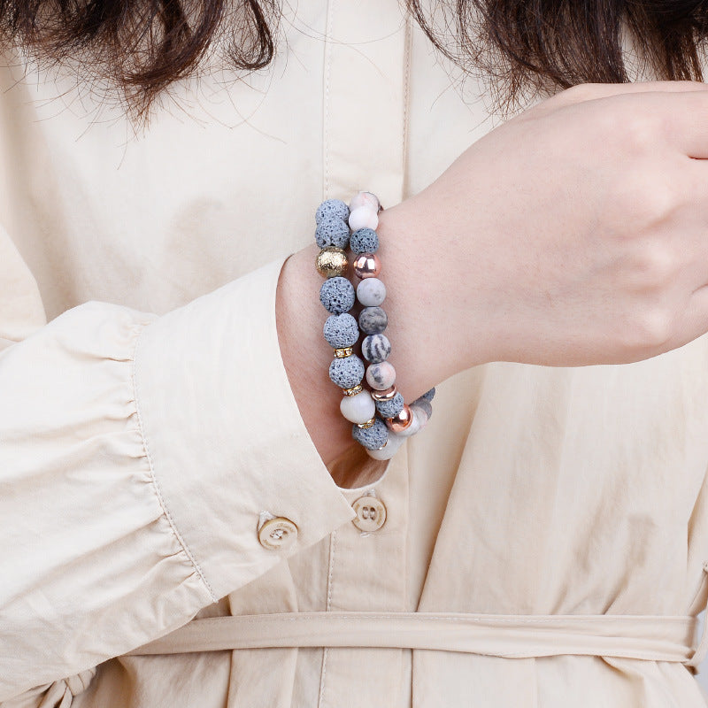 MG.SWAN Hot Selling Lava Natural Stone Yoga Energy Agate Woven Bead Bracelet for couple