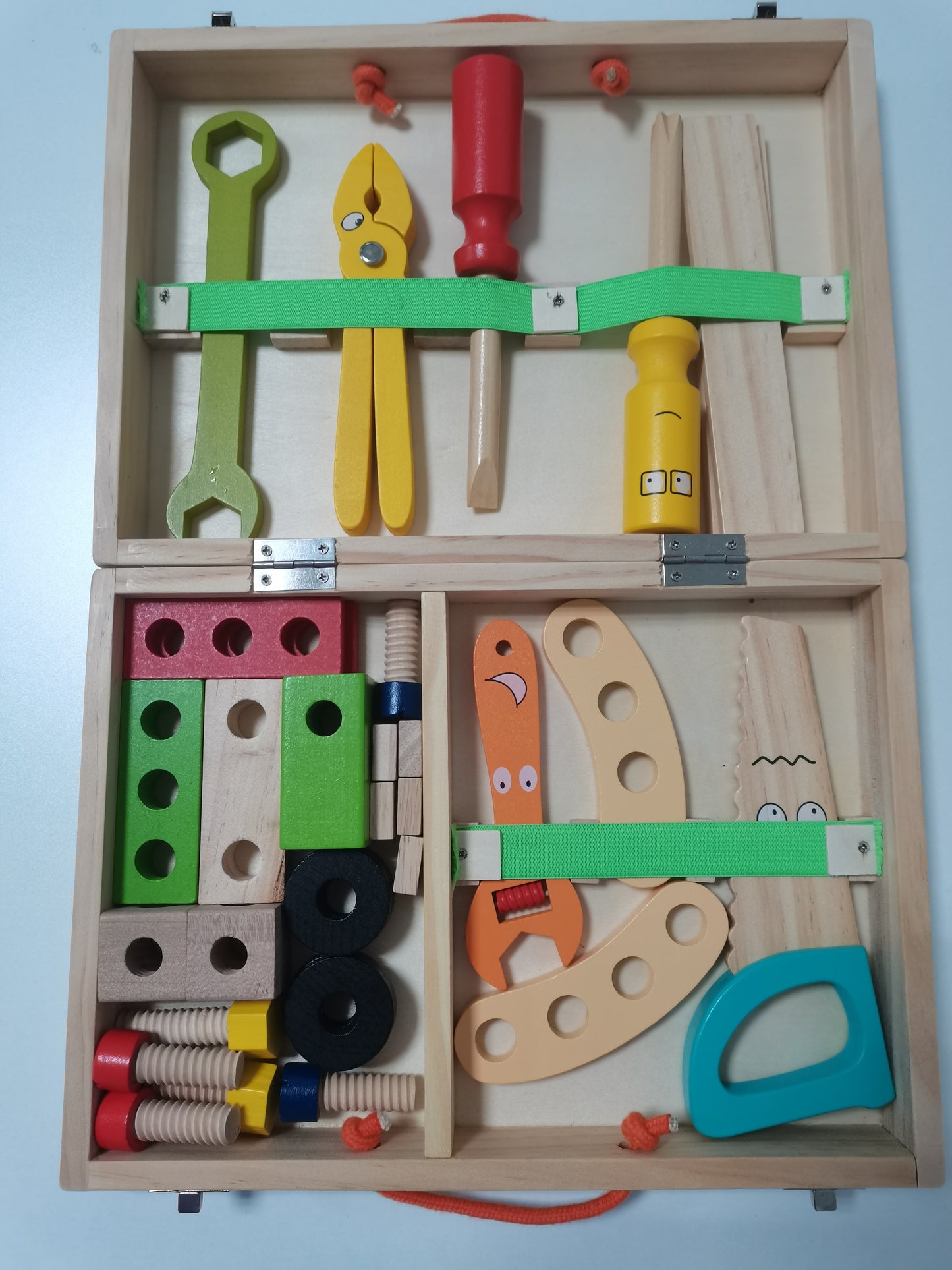 SYLDD&TH Preschool Learning Pretend Play Tool Box Wooden Foldable Carpenter Toy Tools for Kids