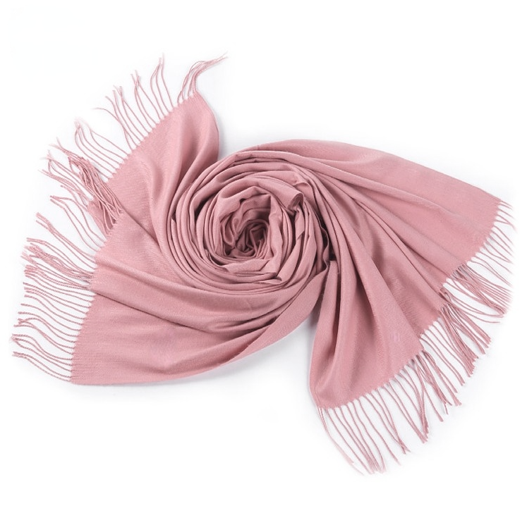 FTZGZ lady warm long pure color cozy women winter cashmere shawl scarf pashmina