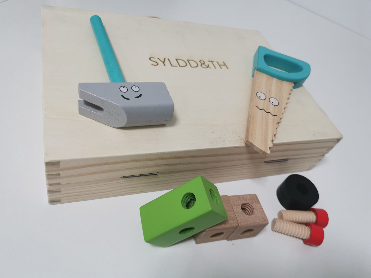 SYLDD&TH Preschool Learning Pretend Play Tool Box Wooden Foldable Carpenter Toy Tools for Kids
