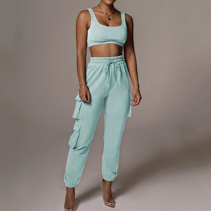 MG.SWAN Sweat suits Vest With Sweat Pants Two Piece Sweat Suit Women 2 Piece Jogger Set Women Clothing Casual