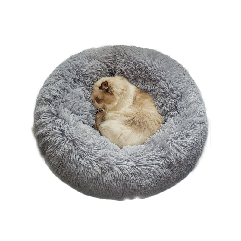 SYSBN Long Faux Fur Pet bed Comfortable waterproof Plush Donut round Dog bed dropshipping soft washable cat bed Removable pet cushions