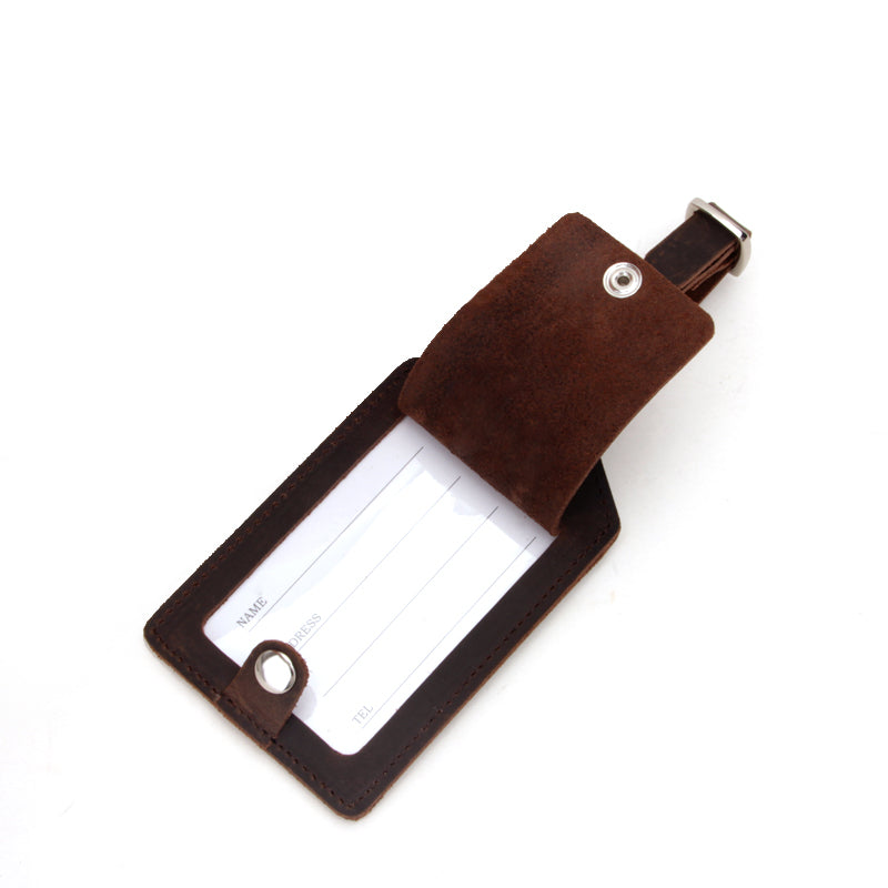 2 PCS Mifyfan Custom Travel Baggage Name ID Tag Personalized Premium Genuine Leather Luggage Tag