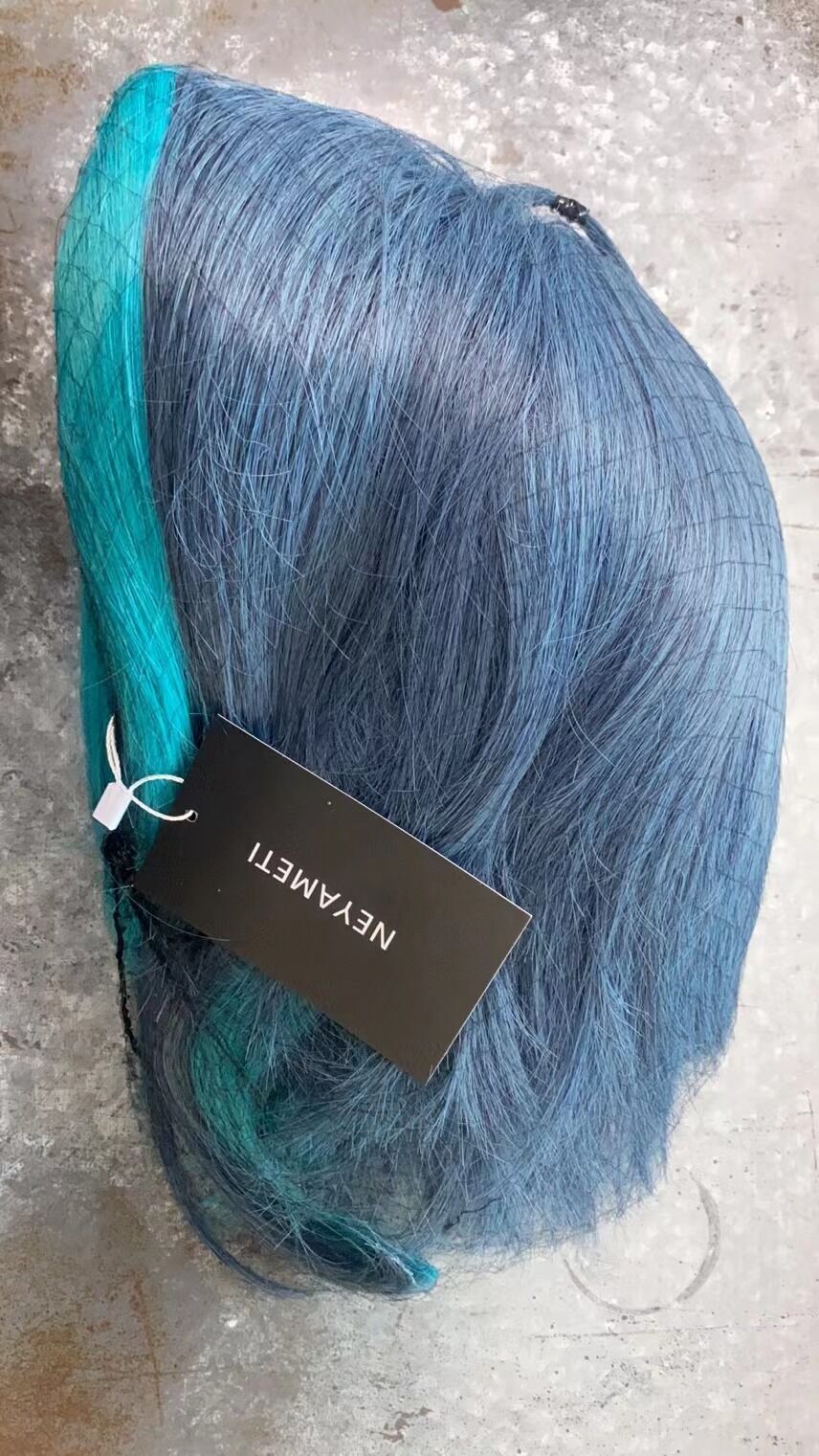 NEYAMETI Colored Short Bob Wigs Blue & Grey Natural Wig Synthetic Cosplay Wigs Lolita Wig