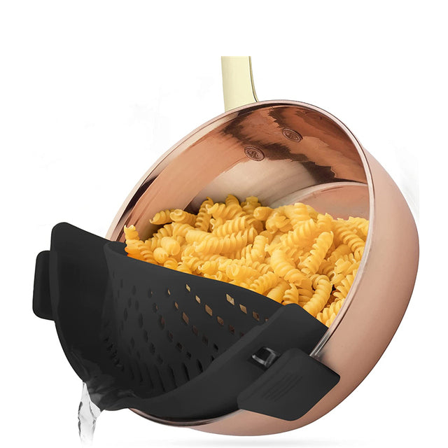 Adjustable Silicone Clip On Strainer Food Grade Heat Resistant Pot Drain Pan Strainer Liquid Drainer Kitchen Colander Strainer