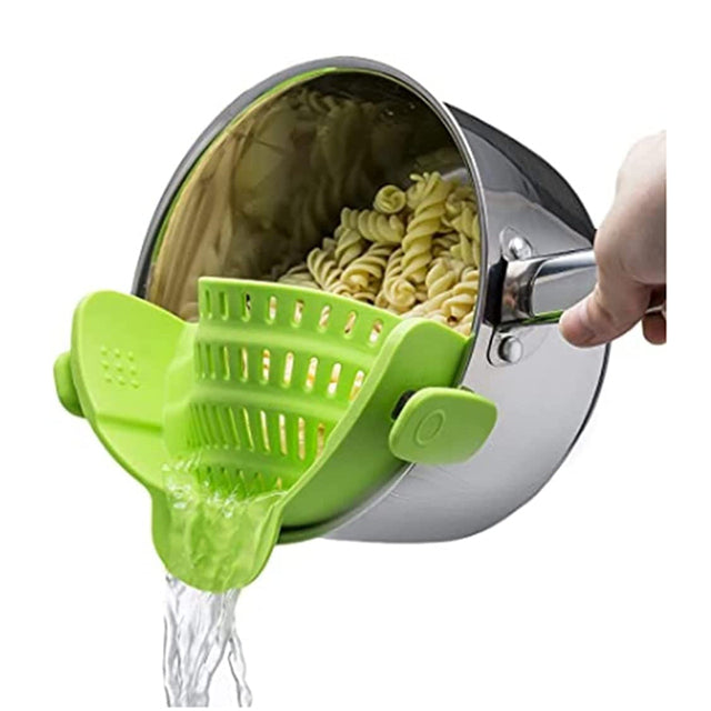 Adjustable Silicone Clip On Strainer Food Grade Heat Resistant Pot Drain Pan Strainer Liquid Drainer Kitchen Colander Strainer