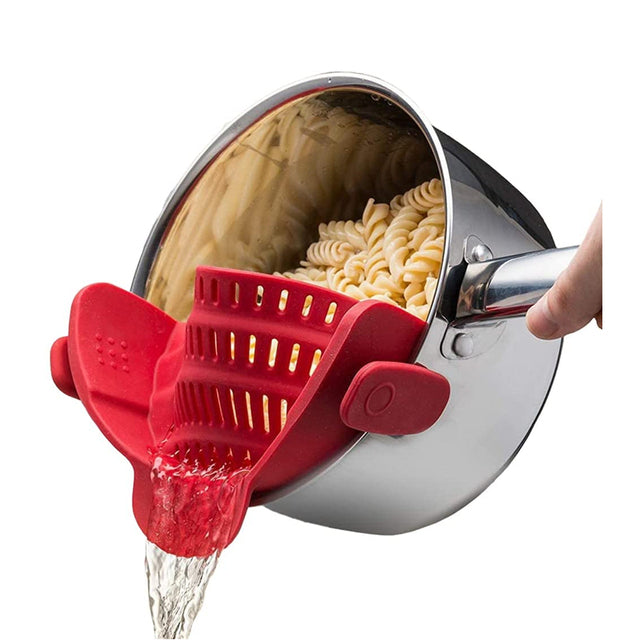 Adjustable Silicone Clip On Strainer Food Grade Heat Resistant Pot Drain Pan Strainer Liquid Drainer Kitchen Colander Strainer