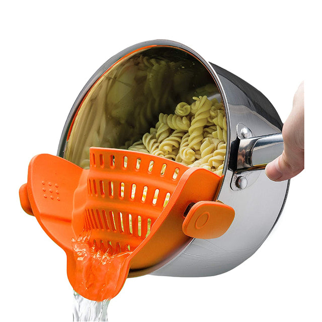 Adjustable Silicone Clip On Strainer Food Grade Heat Resistant Pot Drain Pan Strainer Liquid Drainer Kitchen Colander Strainer
