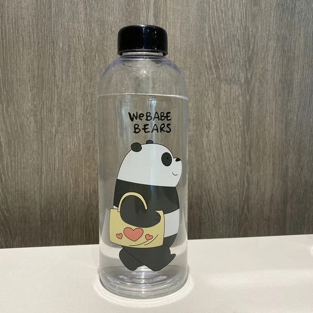 Cute Panda Bear Cup 1000ml Water Bottles With/Without Straw Cartoon Water Bottle Drinkware Frosted Leak-proof Protein Shaker