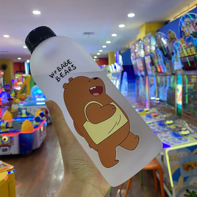 Cute Panda Bear Cup 1000ml Water Bottles With/Without Straw Cartoon Water Bottle Drinkware Frosted Leak-proof Protein Shaker