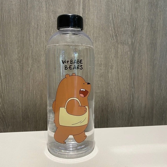 Cute Panda Bear Cup 1000ml Water Bottles With/Without Straw Cartoon Water Bottle Drinkware Frosted Leak-proof Protein Shaker