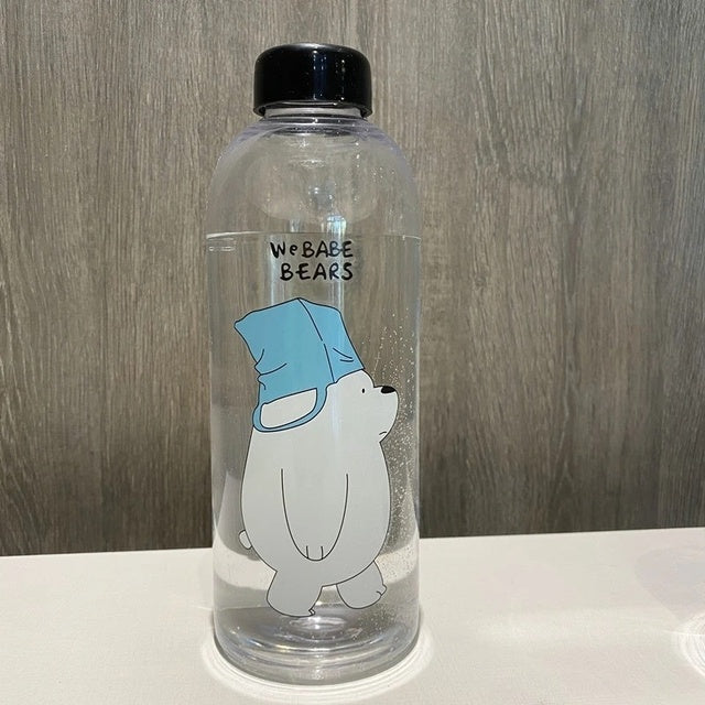 Cute Panda Bear Cup 1000ml Water Bottles With/Without Straw Cartoon Water Bottle Drinkware Frosted Leak-proof Protein Shaker