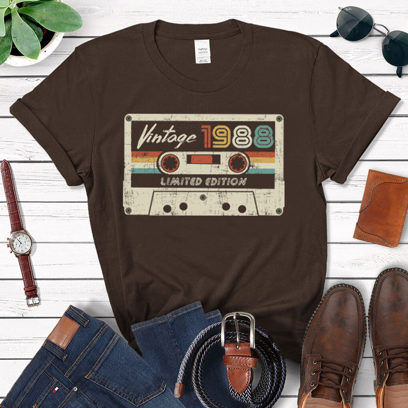 Retro Tape Printed Vintage 1988 Limited Edition T Shirt Women Harajuku 80s 34th 34 Years Old Birthday Party Top Ladies Clothes