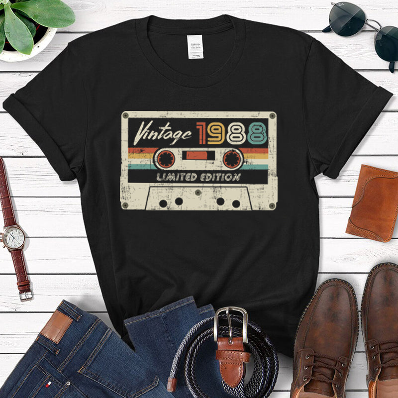 Retro Tape Printed Vintage 1988 Limited Edition T Shirt Women Harajuku 80s 34th 34 Years Old Birthday Party Top Ladies Clothes