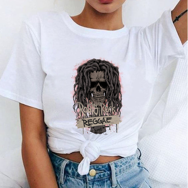 Tops Women Bob Marley Fashion T-Shirts Printed Casual Round Neck Graphic Short Sleeve T-shirts Summer Tops Harajuku Shirt