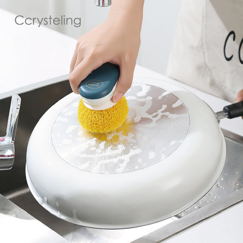 Ccrysteling Detachable Nylon Wire Ball Cleaning Sponge Dishwashing Kitchen Cleaning Ball Brush