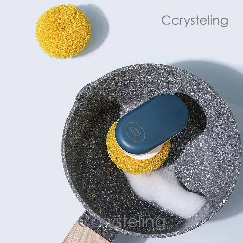 Ccrysteling Detachable Nylon Wire Ball Cleaning Sponge Dishwashing Kitchen Cleaning Ball Brush