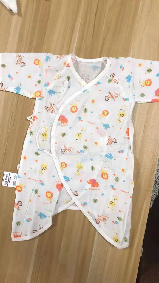 ONLYCUBBYA 100% cotton lace up newborn clothing baby short sleeve Jumpsuit baby pajamas