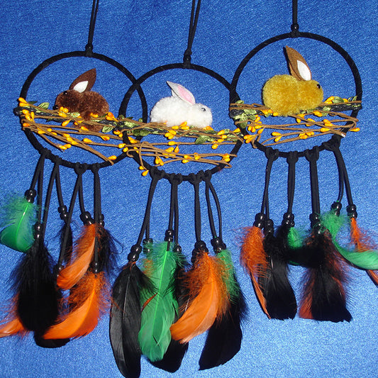 IDEAJOY Lovely decor rabbit ornament bunny dream catcher hanging decoration