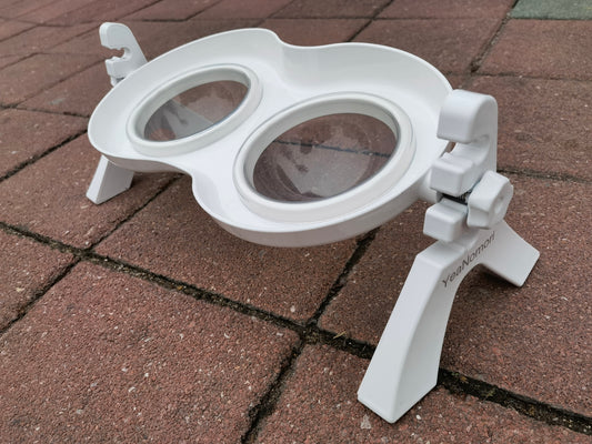 yeanomori Adjustable ABS Plastic Pet Food Bowl Anti-choking Slow Feeder Food Water Double Bowl