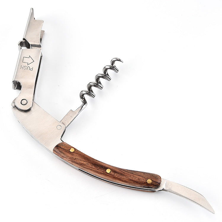 MSQKK Wine Opener & Waiters Corkscrew-With a Comfortable Rosewood handle – Wine And Beer Bottle Opener For Bartenders, Waiters, –With A Wine Key Foil Cutter - With a Nice Pouch Included