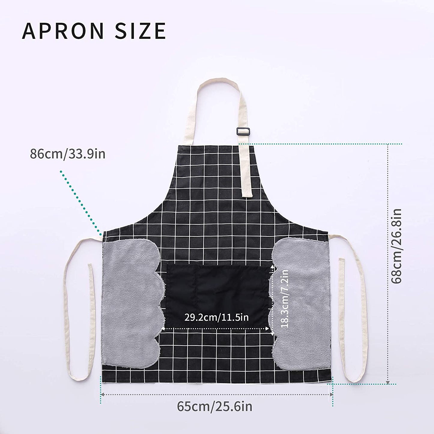 WZY.FOXY Adjustable Apron for Cooking Kitchen BBQ, Chef Apron with Pockets for Women, 2 Pack Cotton Linen Aprons
