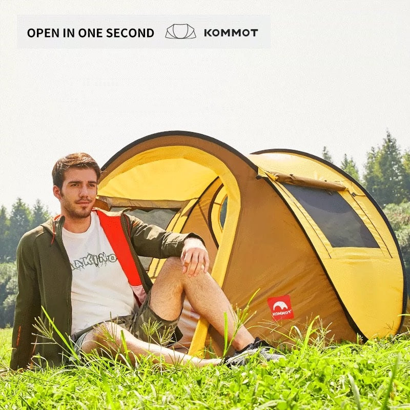 KOMMOT One second full automatic camping, sunscreen and rain proof, no need to build outdoor tents for 3-4 people