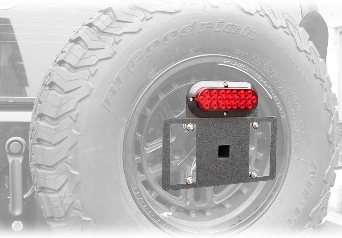 YZONA Spare tire panel bracket with LED driving light and third stop light spare tire panel bracket for Wrangler