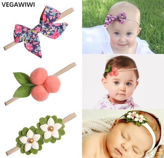 VEGAWIWI Baby Girl Headbands and Bows Soft Elastic Newborn Infant Toddler Hair Bands & Ties Accessories