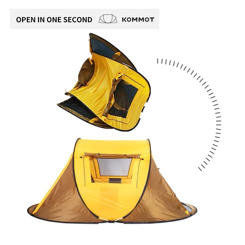 KOMMOT One second full automatic camping, sunscreen and rain proof, no need to build outdoor tents for 3-4 people