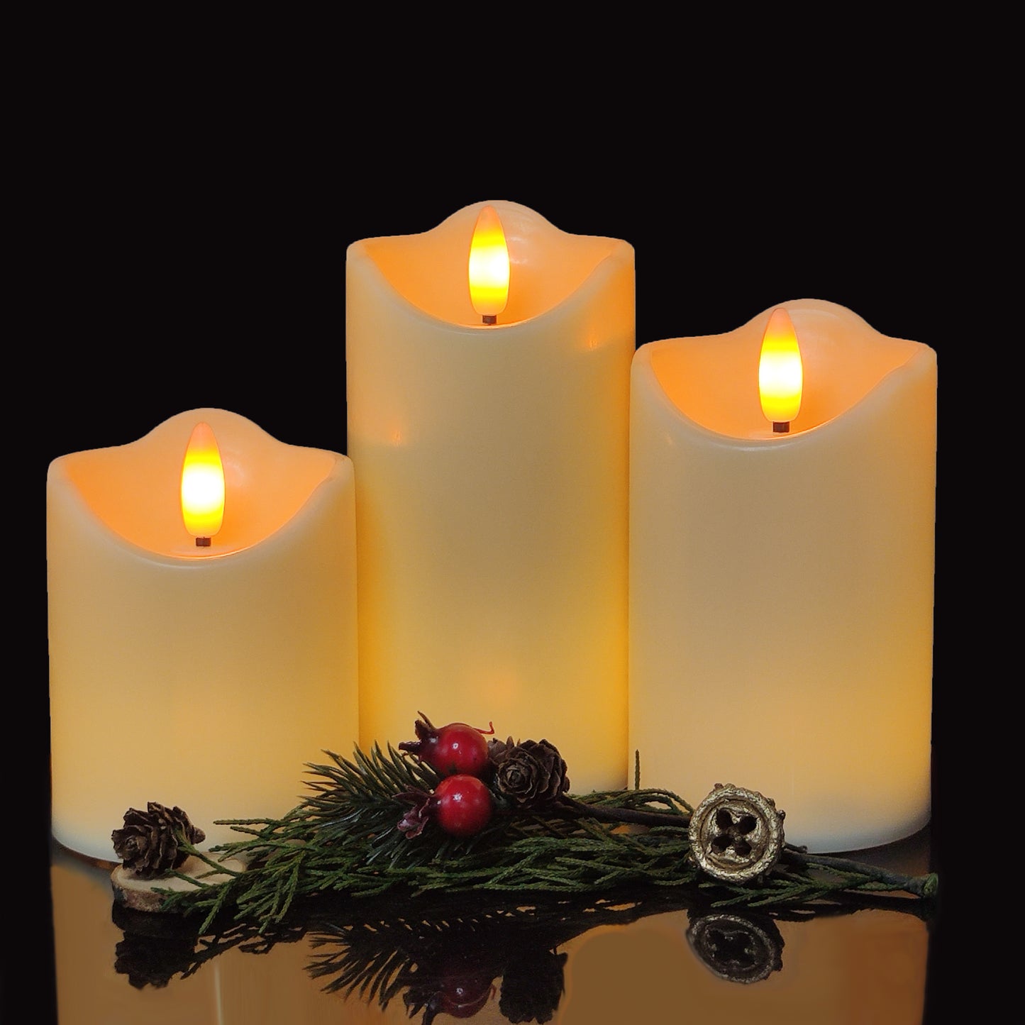 Evojaune Flameless LED Candle with Remote Control 3pcs Plastic Dancing Flame Timer Candles