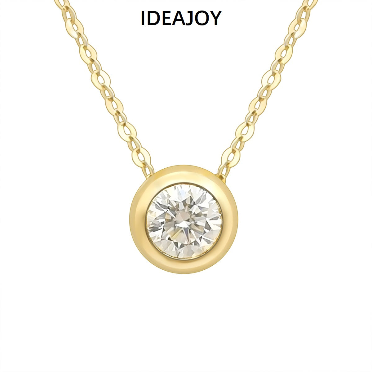 IDEAJOY 14k Real Gold With Moissanite pendant Necklace Clover Jewelry 18K Yellow Gold Classic Jewelry Necklace Women