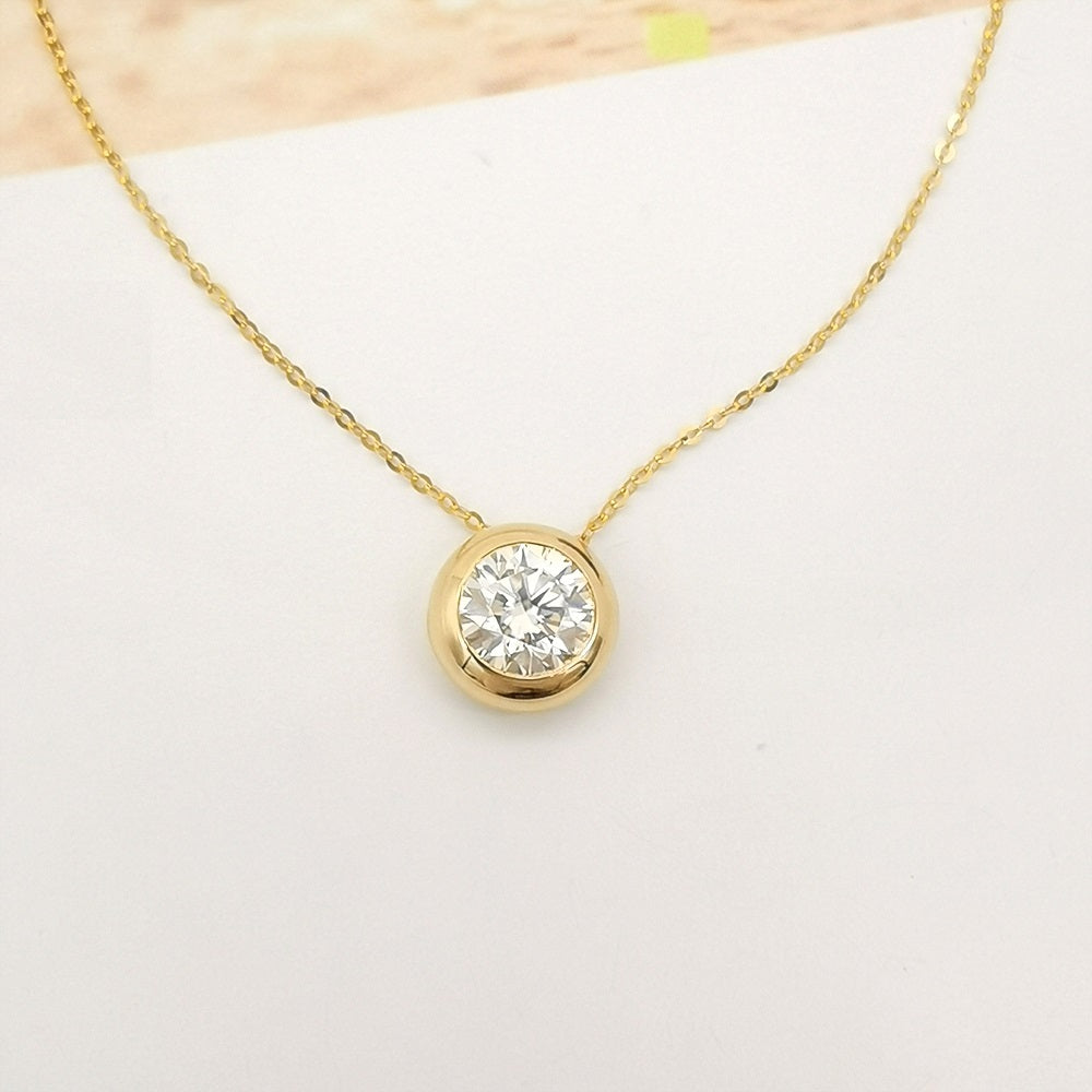 IDEAJOY 14k Real Gold With Moissanite pendant Necklace Clover Jewelry 18K Yellow Gold Classic Jewelry Necklace Women