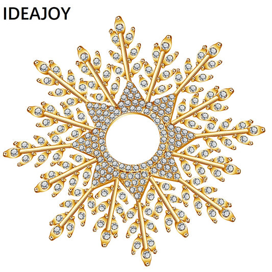 IDEAJOY Fashion Vintage Crystal Brooch Pins Women Men's Jewelry Christmas Gift Antique Gold Color Rhinestone Brooches