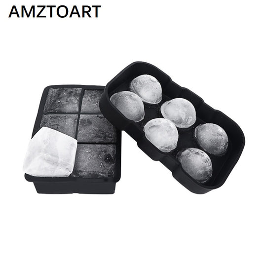 AMZTOART Custom Design Large Bpa Free Food Grade Silicone Sphere Ice Moulds Ball Molds Ice Cube Trays (Set of 2)