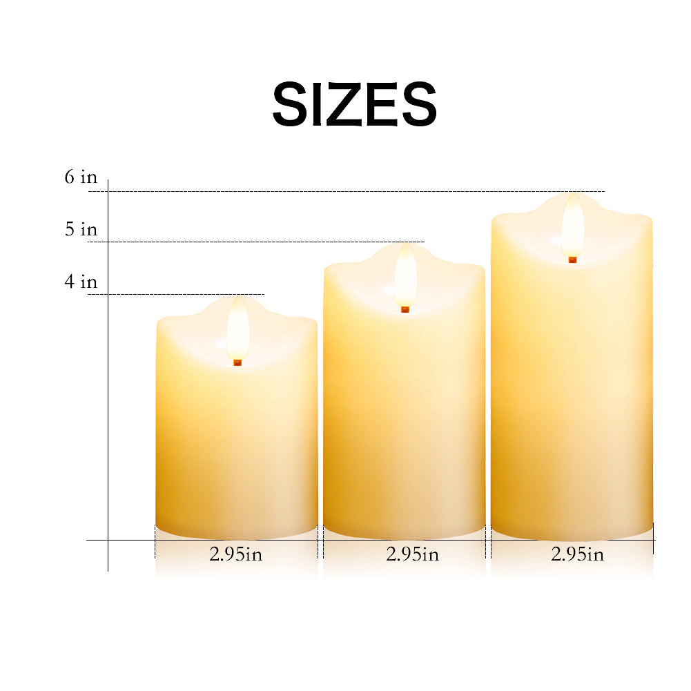 Evojaune Flameless LED Candle with Remote Control 3pcs Plastic Dancing Flame Timer Candles