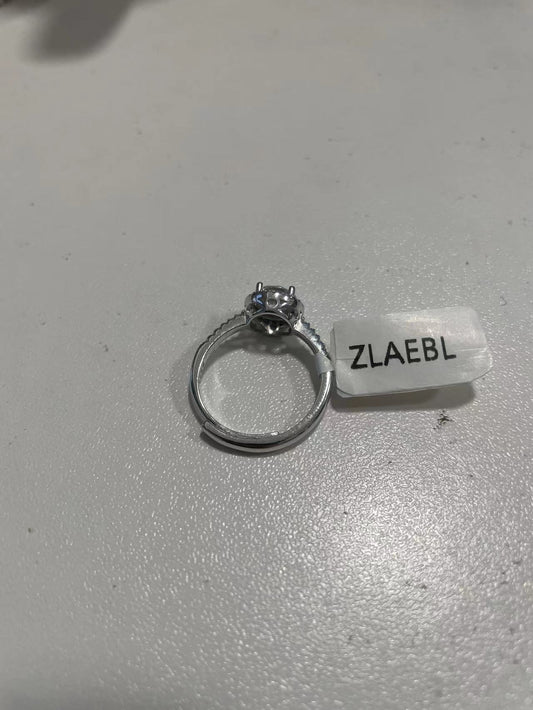 ZLAEBL s925 silver inlaid round cut solitaire crown shaped engagement ring