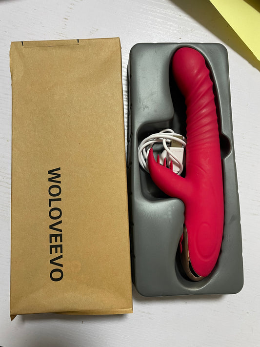 WOLOVEEVO Rose Flapped Clitoral G Spot Rabbit Vibrator Liquid Silicon Bunny Clitoris Nipple Dildo Stimulator Adult Sex Toys for Couple & Women with Powerful 7-Vibration Patterns (Pink)